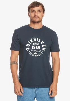 Quiksilver Circled Script-Pour Homme - T-Shirt Print - Mottled Dark Grey